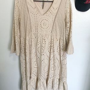 Cream patterned dress